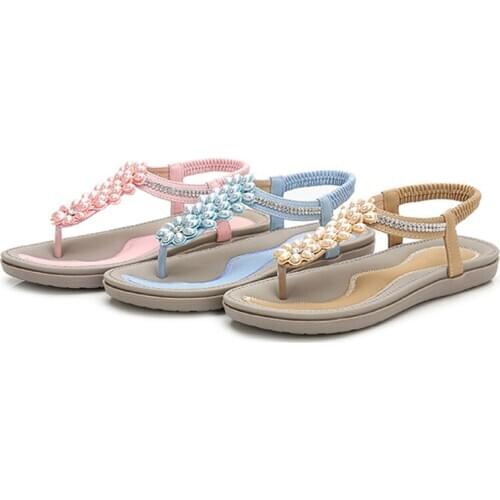 Fashion women beach slippers sandals beaded ladies slippers women summer shoes breathable comfortable sandals