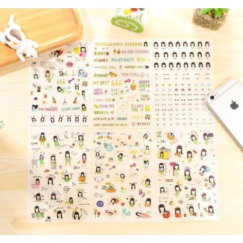 1set BZNVN South Korea stationery girl and rabbit stickers transparent diary stickers stickers DIY album phone stickers label