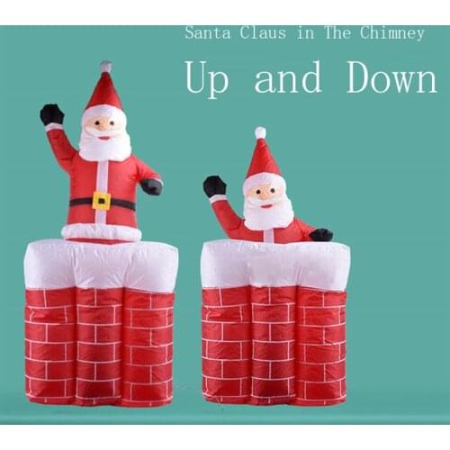 5.4FT Outdoor Inflatable Climbing Chimney Santa Claus LED Lighted Christmas Ornament Airblown Home Yard Decoration New Year Deco