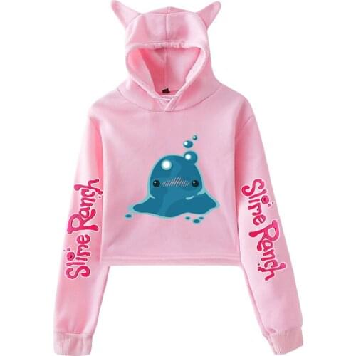 Slime Rancher spring new hot Kawaii cat ear cotton hoodie casual all-match pullover loose comfortable short sexy hoodie tops