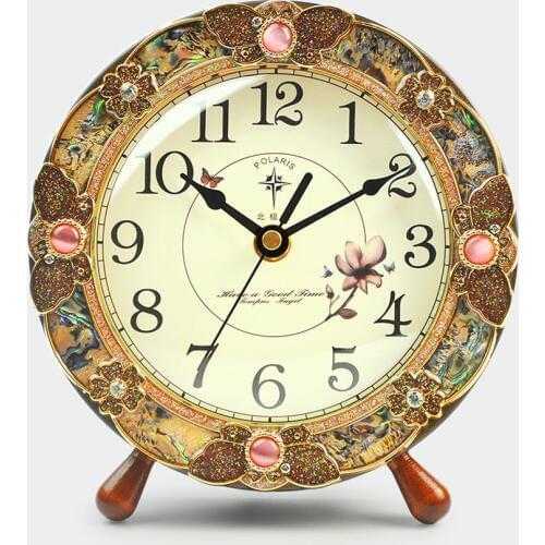 New European Table Clock Living Room Round Retro Clocks Bedroom Mute Bedside Desk Clock Creative Antique Table Watch Desk Clock
