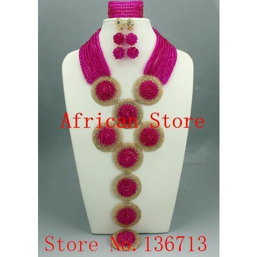 New Design Nigerian Wedding African Beads Jewelry Set Crystal Free Shipping Bride Wedding Jewelry Sets Online R532