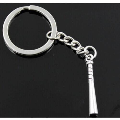New Fashion Men 30mm Keychain DIY Metal Holder Chain Vintage Baseball Bat Club 35x5mm Silver Color Pendant Gift