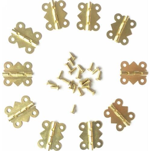 10pcs 20*17MM Mini Funiture hinges small box hinges Kitchen Cabinet Door Hinges Jewelry Boxes fittings 4 small holes Gold