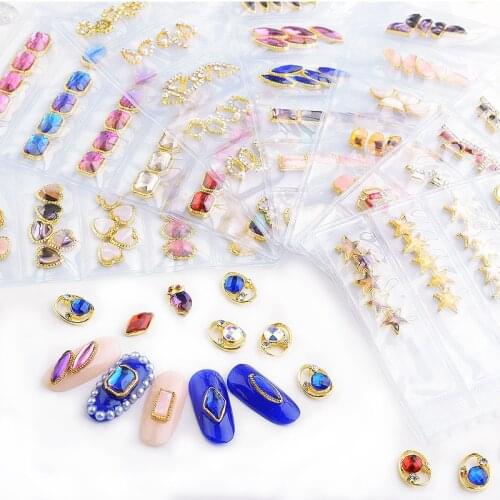 1 Bag 30Pcs 6 Different Types Nail jewelry Japanese with K9 diamonds, crown and bow ti nail decorations all-match nail stickers