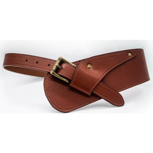 Womens New Wide Leather Corset Belt Fashion Designer Metal Pin Buckle Tie Obi Leisure Belts for Ladies Wedding Dress Waistband