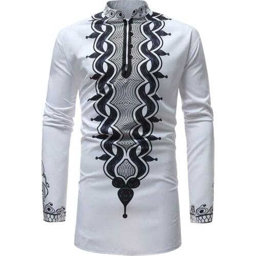 Mens African Dashiki Dress Shirt Nice Brand New Traditional Dashiki Maxi Man Shirt Men Slim Fit Long Sleeve Shirts Chemise Homme