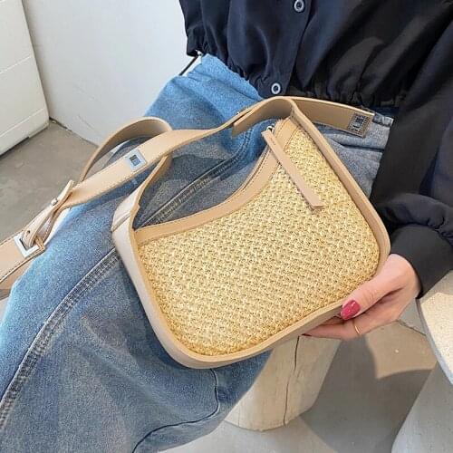 Small Summer Straw Crossbody Bags for Women 2021 Simple Brand Shoulder Handbag Lady Luxury Fashion Ladies Beach Purses hot sale