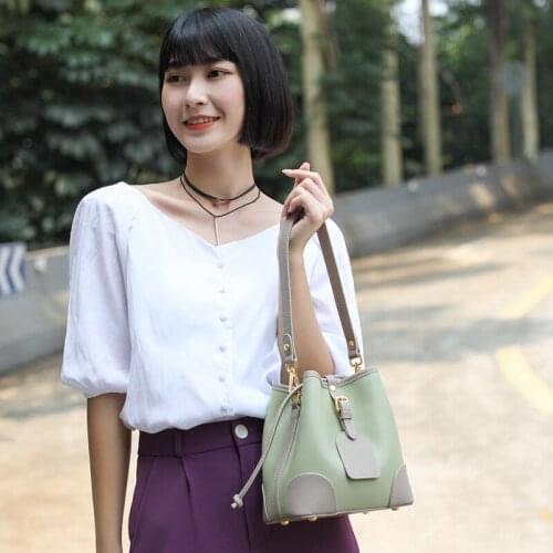 OUSSON 2021 New Design Leather Large Capacity Bucket Bag Fashion Messenger Bag Multifunctional Tote Handbag Bag For Women