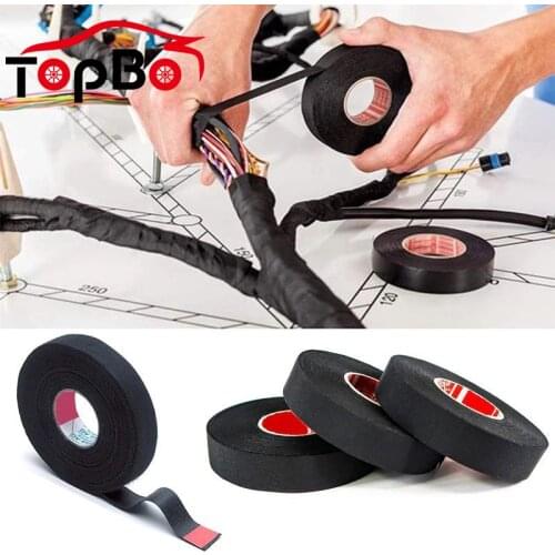9/15/25MM Heat-resistant Flame Retardant Coroplast Adhesive Cloth Tape 15M Car Cable Harness Wiring Protect Noise Reduction