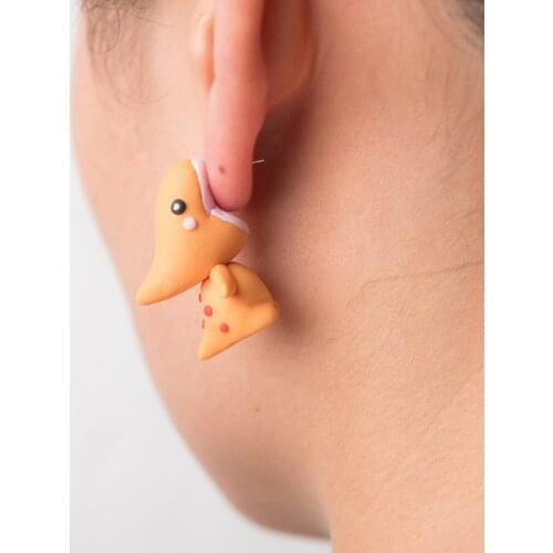 TTPAIAI 30 Polymer Clay Cute Pterosaur Dinosaur Earrings For Women Fashion Jewelry 3D Animal Stud Earring Girls Kids Gift