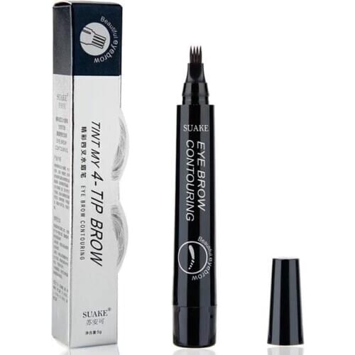 In Stock Waterproof Microblading Tatto Eyebrow Liquid Ink Makeup Fine Sketch 4 Fork Eyebrow Pen Waterproof Tattoo Eye Brow