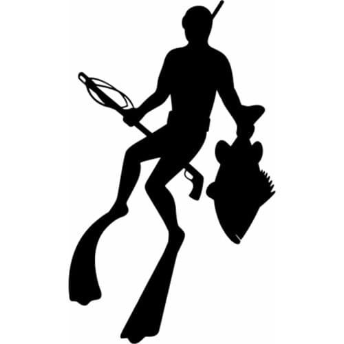 Diving Spear Fishing Diving Snorkelling Vinyl Decal Sticker car styling Black/silver CL487