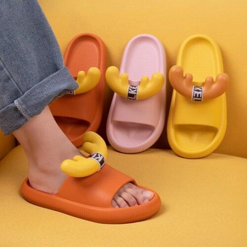 2021 EVA Womens slippers three-dimensional antler home slipper for men bathroom cute slippers