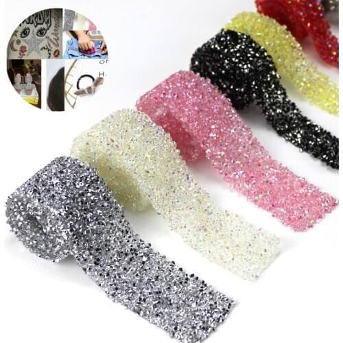 1 Meter Color Thermosetting Rhinestone Chain Wire Glitter Crystal Rhinestone AB Ribbon Dress Decoration Patch