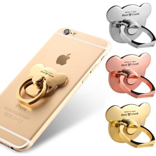 1pcs Metal Bear Mobile Phone Holder Finger Ring Stand support 360 Degree phone holder for iPhone X XS 8 7 6 6S