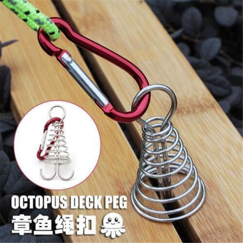 10 PCS Octopus Deck Peg Stainless Steel Tent Nail Camping Plank Hook Tent Peg Wind Stopper Buckle Camping Tool