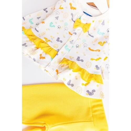 2 Pieces Cotton Combed Fabric Ruffle Embroidery Baby Girl Set
