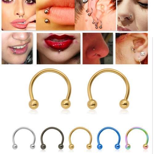 2Pcs/Lot Surgical Steel Captive Bead Ring BCR Punk Style Nose Ear Eyebrow Lip Nipple Penis Clicker Septum Piercing Body Jewelry