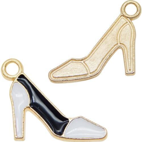 20pcs Enamel High Heel Shoes Women Charms For Earrings Pendants Necklace Jewelry Findings Handmade Craft DIY Bangle Bracelet Dec