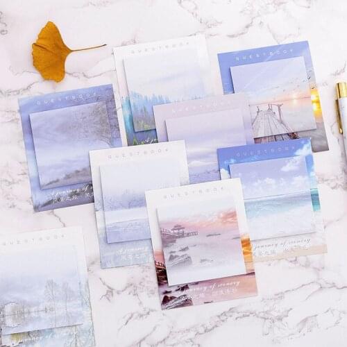 20 Pcs Per Set Korean Stationery Oil Painting Style Square Tearable Message Removable Self-Stick Notes Note Paper Cute