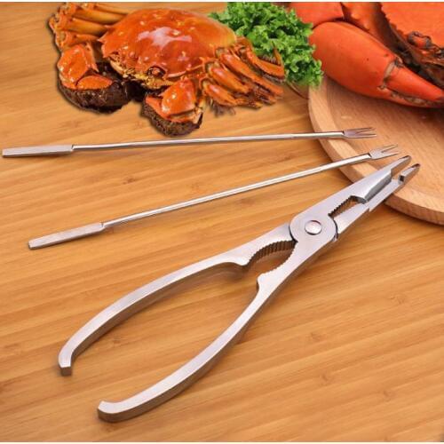 3Pcs/Set Stainless Steel Seafood Cracker Pick Set For Crab Lobster Useful Utensils Home Kitchen Seafood Cooking Tool SN2317
