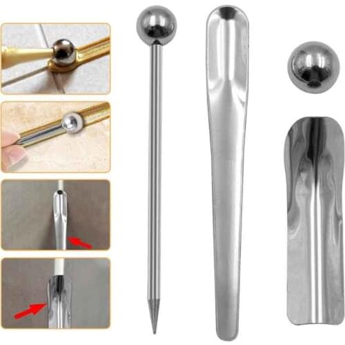 4pcs tile pressure ball double hole pressure seam steel ball hook knife ceramic floor tile cement slurry tool