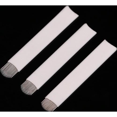 50 PCS 12 Pin U Shape Tattoo Needles Permanent Makeup Eyebrow Embroidery Blade For 3D Microblading Manual Tattoo Pen
