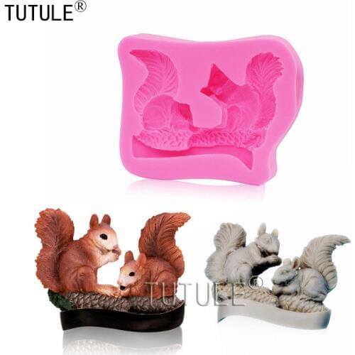 Squirrel with Acorn Silicone Rubber Flexible Food Safe Mold resin clayfondant cake decor candy chocolate Squirrel witha nut mold