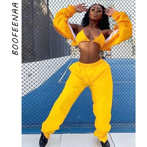 BOOFEENAA Sexy 3 Piece Set for Women Tracksuit Windbreaker Outfit Mujer Rave Festival Streetwear Sports Matching Sets C16-BC69