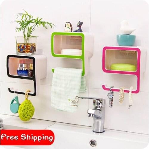 Digital 9 Plastic Soap Rack Magic Seamless Bathroom Shelf Kitchen Storage Sponge Holder 4 Colors
