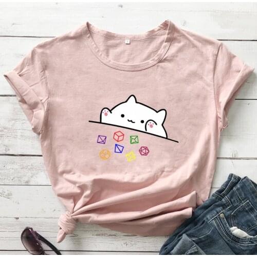 Cat Throwing Dice Colored T-shirt Kawaii Cat Mom Gift Tshirt Funny Women Short Sleeve Hipster Game Top Tee Shirt