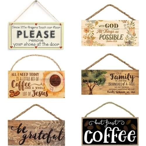 Retro Coffee Wooden Hanging Signs Decorative Plaques Door Wooden Plaque In Home Decor Cafe Kitchen Hanging Home Decor