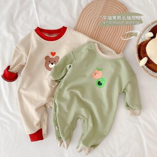 Summer Newborn Baby Romper Bear Head Printed Baby Clothes Boys Rompers Cotton Slong Sleeve O-neck Infant Girls Romper 0-24M