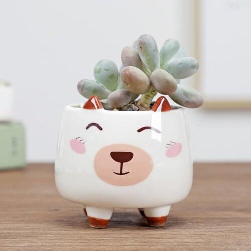 European Modern Mini Ceramic Animal Flower Pot Planter Home Decoration Ornament Desktop Decoration Miniature Bonsai Balcony Pots