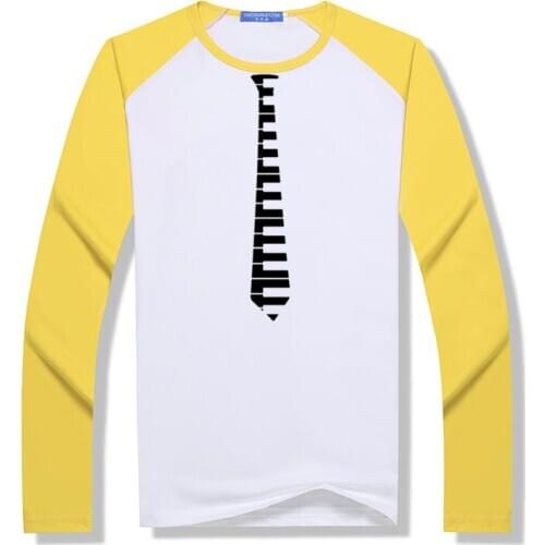 Hip Piano Keys Tie Piano Keyboard Music Concert T Shirt Creature T-Shirt raglan O Neck Long Sleeve Simple Uniform Modal Top Tee