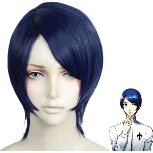 Game P5 Persona 5 Yusuke Kitagawa Yuusuke Short Blue Mixed Heat Resistant Hair Cosplay Costume Wig + Wig Cap