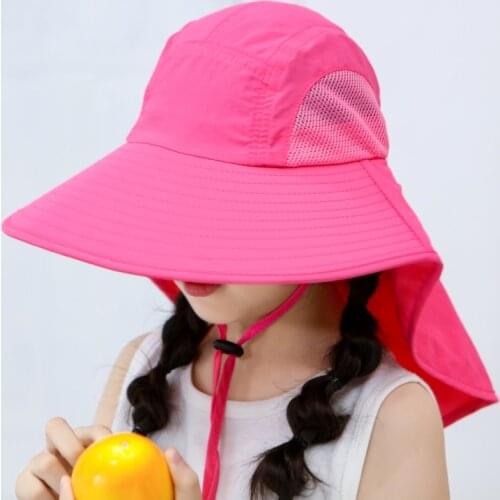 Kids UPF 50+ Wide Brim Sun Hat Adjustable Summer Kids Cap for Boys Travel Beach Swim Cap Children Hats