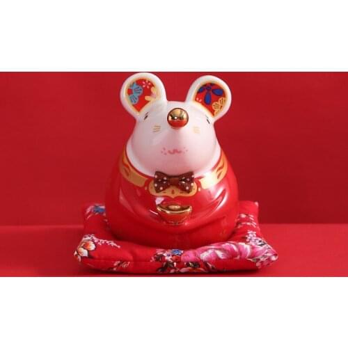 Japanese-style Lucky Mouse Ceramic Lucky Cat Ornaments Cartoon Margot Rat Statue Home Decoration Doll decoration SDG