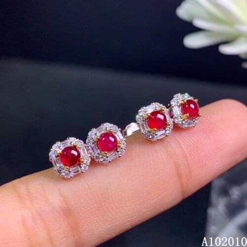 KJJEAXCMY 925 sterling silver inlaid natural ruby earrings new fashion ladies ear stud support test