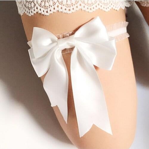 Women Bow Leg Ring Sexy Lingerie Lace Floral Garter Belt Bowknot Leg Loop Wedding Garters Bridal Cosplay Fashion Stocking Ring
