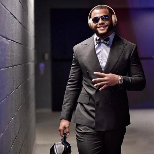 Grey Two Pieces Mens Suit Peaked Lapel Wedding Blazers Slim Fit Male Tuxedos Double Breasted Groom Wear Prom Jackets And Pants