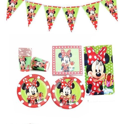 Red Minnie Mouse 10pcs Paper Cup Plate Napkin Blowout Disposable Tableware Baby Shower Girls Birthday Party Decoration Supplies