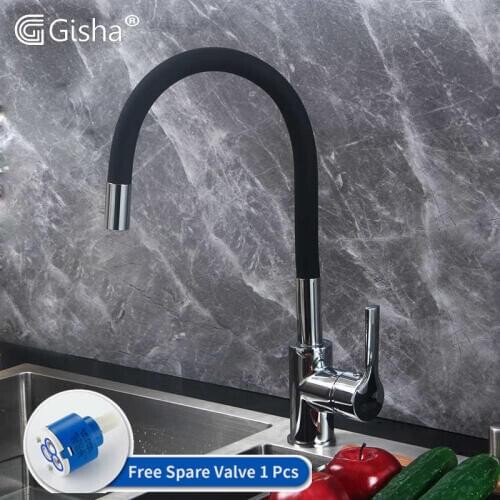 Gisha Kitchen Faucet Hot&Cold Sink mixer Kitchen Faucets Copper Nordic Wind Silica Gel Pulling Rotating 5 color Faucet 2G2014