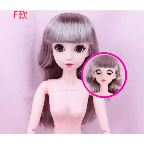 60cm BJD Doll 1/3 Joint Movable Nude Human Body Plastic Female Doll Head Nude Doll DIY Dress Up Long Hair Girl Toy for Girls