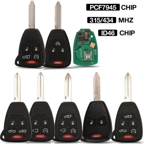 Kutery ID46 PCF7941 Chip Remote Car Key Replacement 4 Buttons Remote Car key For Jeep/Chrysler/DODG 300 200 Control Key 433Mhz