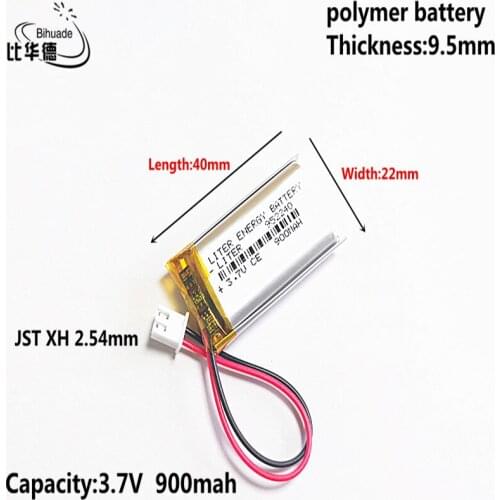 10pcs 3.7V 900MAH 952240 JST XH 2.54mm Lithium Polymer LiPo Rechargeable Battery For Mp3 headphone PAD DVD bluetooth camera