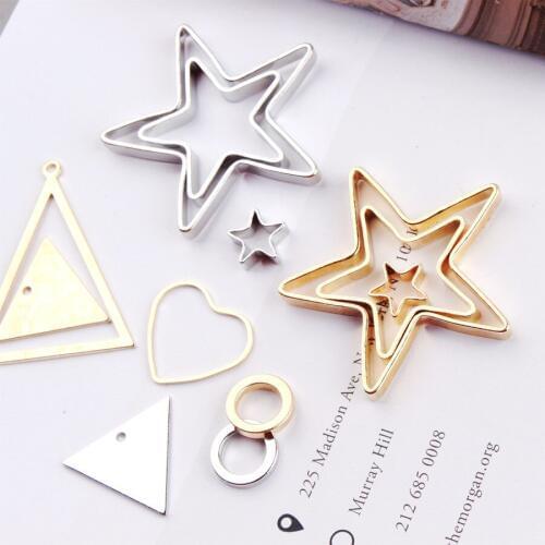 DIY COPPER EARRINGS accessories fashion exquisite metal circular ring star triangle love pendant ornaments