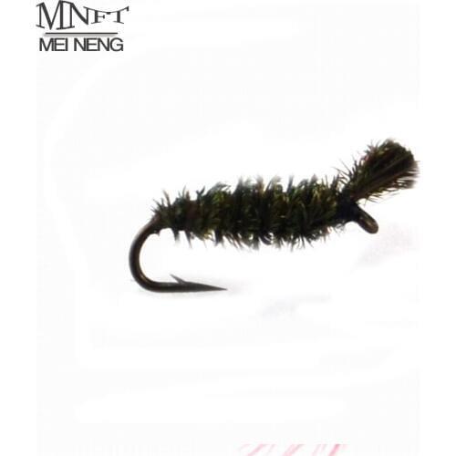 MNFT 10PCS Hand Made Green Peacock Hair Green Larva Caddis Flies Fly Fshing Fly Fake Lure #14