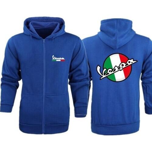 Mens Zipper Hoodies Sweatshirts 80s 90s Vintage Motorcycle Sportwear Italy Scooter Vespa Hooded Jacket Male Jogging Topwear